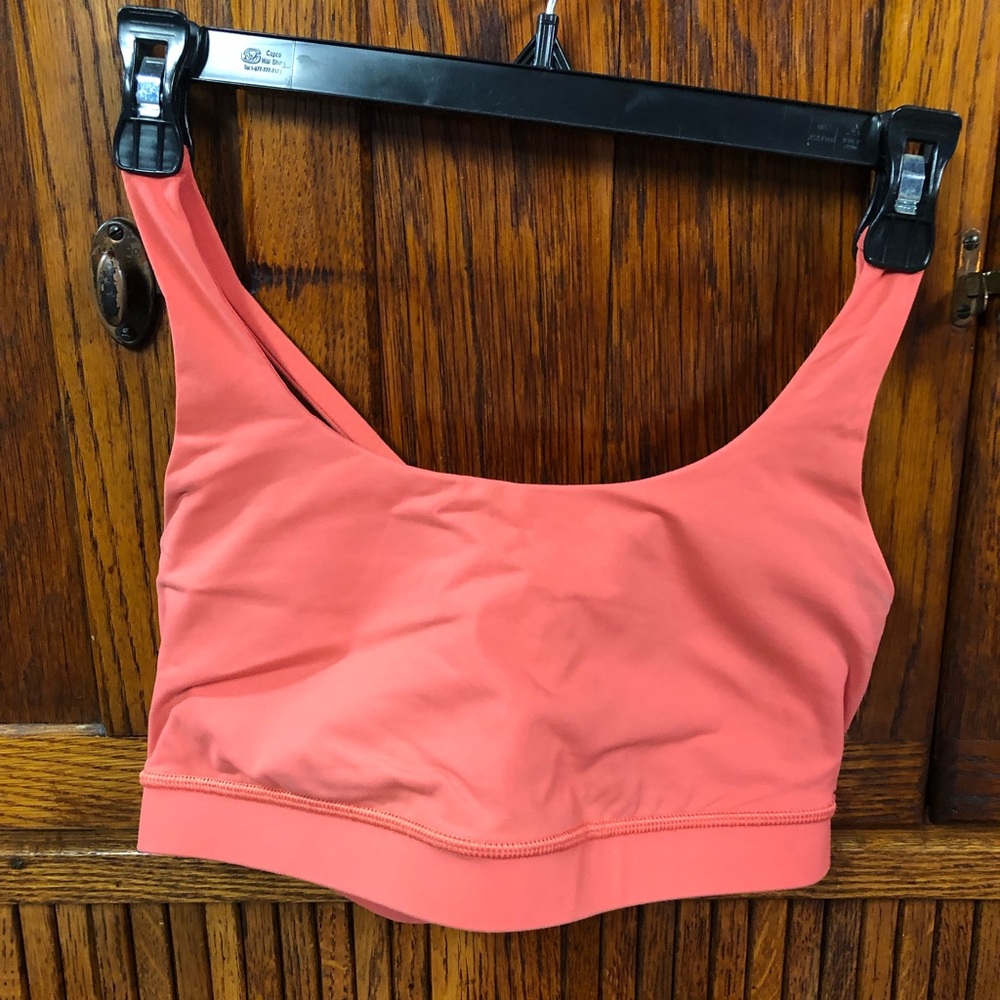 LuluLemon coral strappy sports bra. Lightly worn size 8